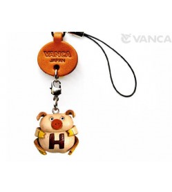 Pig H Leather Cellularphone Charm Alphabet