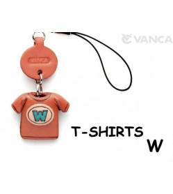 W(Blue) Japanese Leather Cellularphone Charm T-shirt 