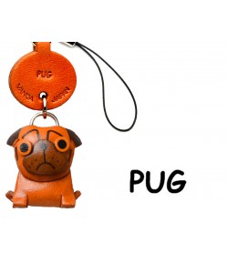 Pug Japanese Leather Cellularphone Charm #46751