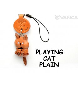 Playing Japanese Leather Cellularphone Charm Cat