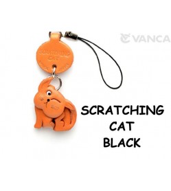 Scratching Japanese Leather Cellularphone Charm Cat