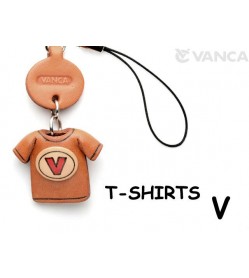 V(Red) Japanese Leather Cellularphone Charm T-shirt 