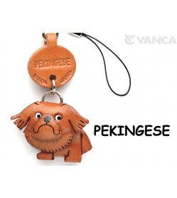 Pekinigese Leather Cellularphone Charm