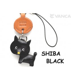 Shiba Dog Black Leather Cellularphone Charm #46759