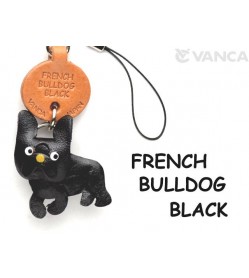 French Bulldog Black Leather Cellularphone Charm