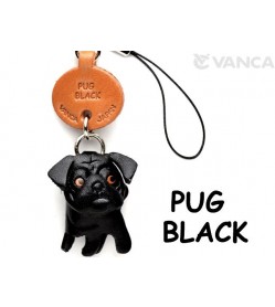 Pug Black Leather Cellularphone Charm #46752
