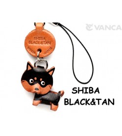 Shiba Dog Black&Tan Leather Cellularphone Charm #46777