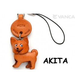 Akita Dog Leather Cellularphone Charm #46778
