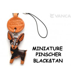 Mini Pinscher Black&Tan Leather Cellularphone Charm #46783