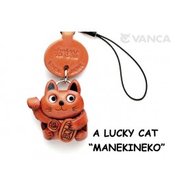 Lucky Cat Leather Cellularphone Charm