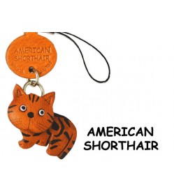 American Shorthair Japanese Leather Cellularphone Charm Cat