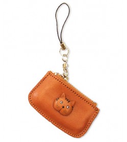 Cat Japanese Leather Cellularphone Charm Change Purse