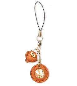 Owl Japanese Leather Cellularphone Charm Picture Frame Round 