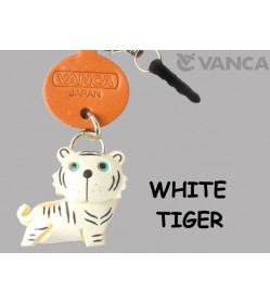 White Tiger Leather Animal Earphone Jack Accessory