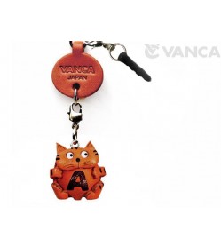 Alphabet Cat A Leather Animal Earphone Jack Accessory