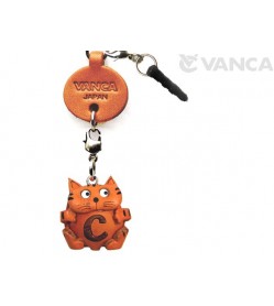 Alphabet Cat C Leather Animal Earphone Jack Accessory