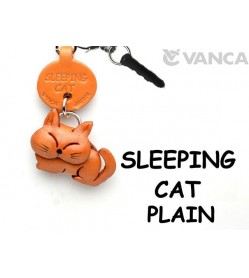 Sleeping Cat Plain Leather Cat Earphone Jack Accessory