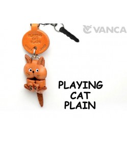 Playing Cat Plain Leather Cat Earphone Jack Accessory