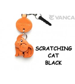 Scratching Cat Plain Leather Cat Earphone Jack Accessory