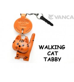 Tabby Walking Cat Leather Earphone Jack Accessory #47405