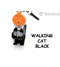 Walking Cat Black Leather Cat Earphone Jack Accessory