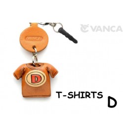 D/Red Leather T-shirt Earphone Jack Accessory