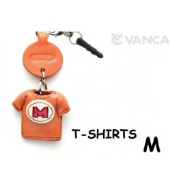 M/Red Leather T-shirt Earphone Jack Accessory