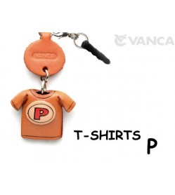 P/Red Leather T-shirt Earphone Jack Accessory