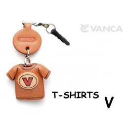 V/Red Leather T-shirt Earphone Jack Accessory