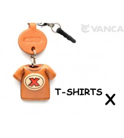 X/Red Leather T-shirt Earphone Jack Accessory