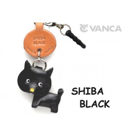Shiba Black Leather Dog Earphone Jack Accessory