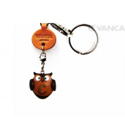 Initial Owl C Leather Animal Keychain 