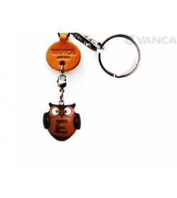 Initial Owl E Leather Animal Keychain 