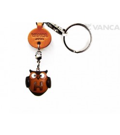 Initial Owl H Leather Animal Keychain 