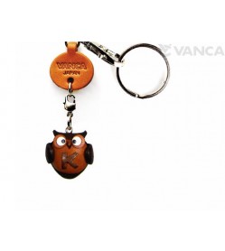 Initial Owl K Leather Animal Keychain 