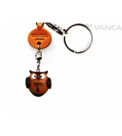 Initial Owl T Leather Animal Keychain 