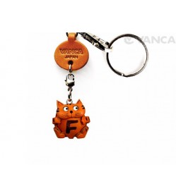 Initial Cat F Leather Animal Keychain 