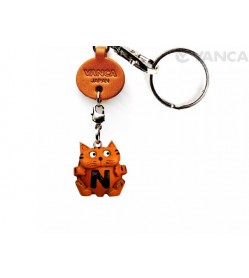 Initial Cat N Leather Animal Keychain 