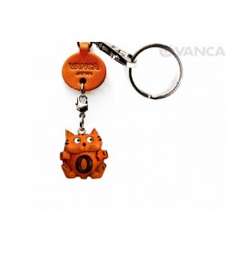 Initial Cat O Leather Animal Keychain 