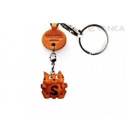 Initial Cat S Leather Animal Keychain 