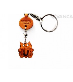 Initial Cat U Leather Animal Keychain 