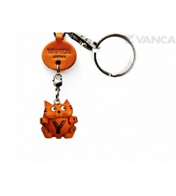 Initial Cat Y Leather Animal Keychain 