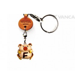 Initial Pig F Leather Animal Keychain 