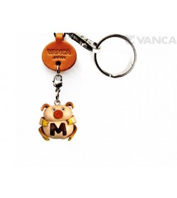 Initial Pig M Leather Animal Keychain 