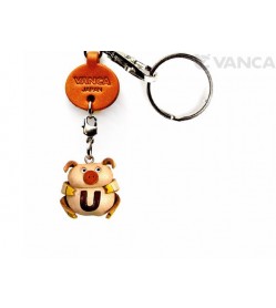 Initial Pig U Leather Animal Keychain 