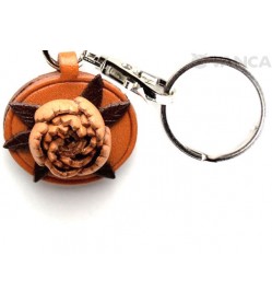 Peony Leather Flower Keychain 