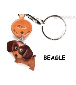 Beagle Leather Dog Keychain