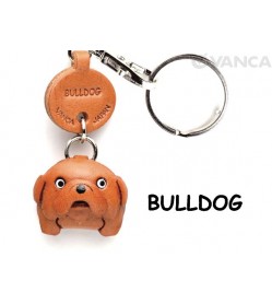 Bulldog Leather Dog Keychain