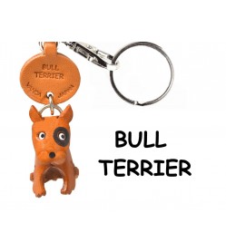 Bull Terrier Leather Dog Keychain