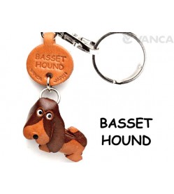 Basset Hound Leather Dog Keychain